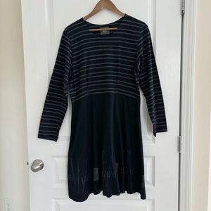Blue Fish Vintage Art-to-Wear Striped A-Line Dress Small Black